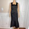 New SUSANNA 3PC Blue Black Ruffle Polyester Lined Cocktail Skirt Suit Top SZ 10