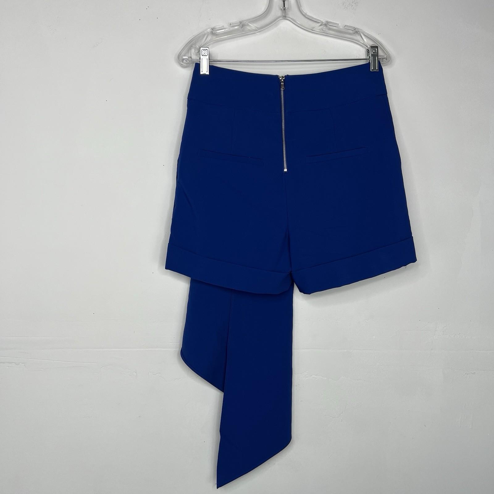 New York & Company High Waisted Shorts Size 6 Blue Assymetrical Drape Front New