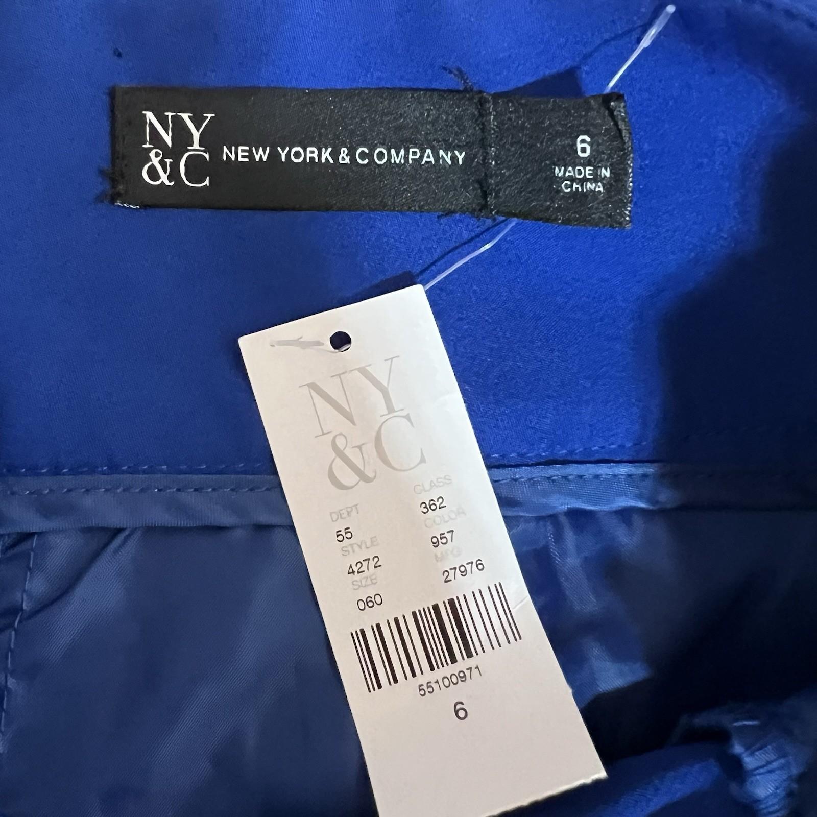 New York & Company High Waisted Shorts Size 6 Blue Assymetrical Drape Front New