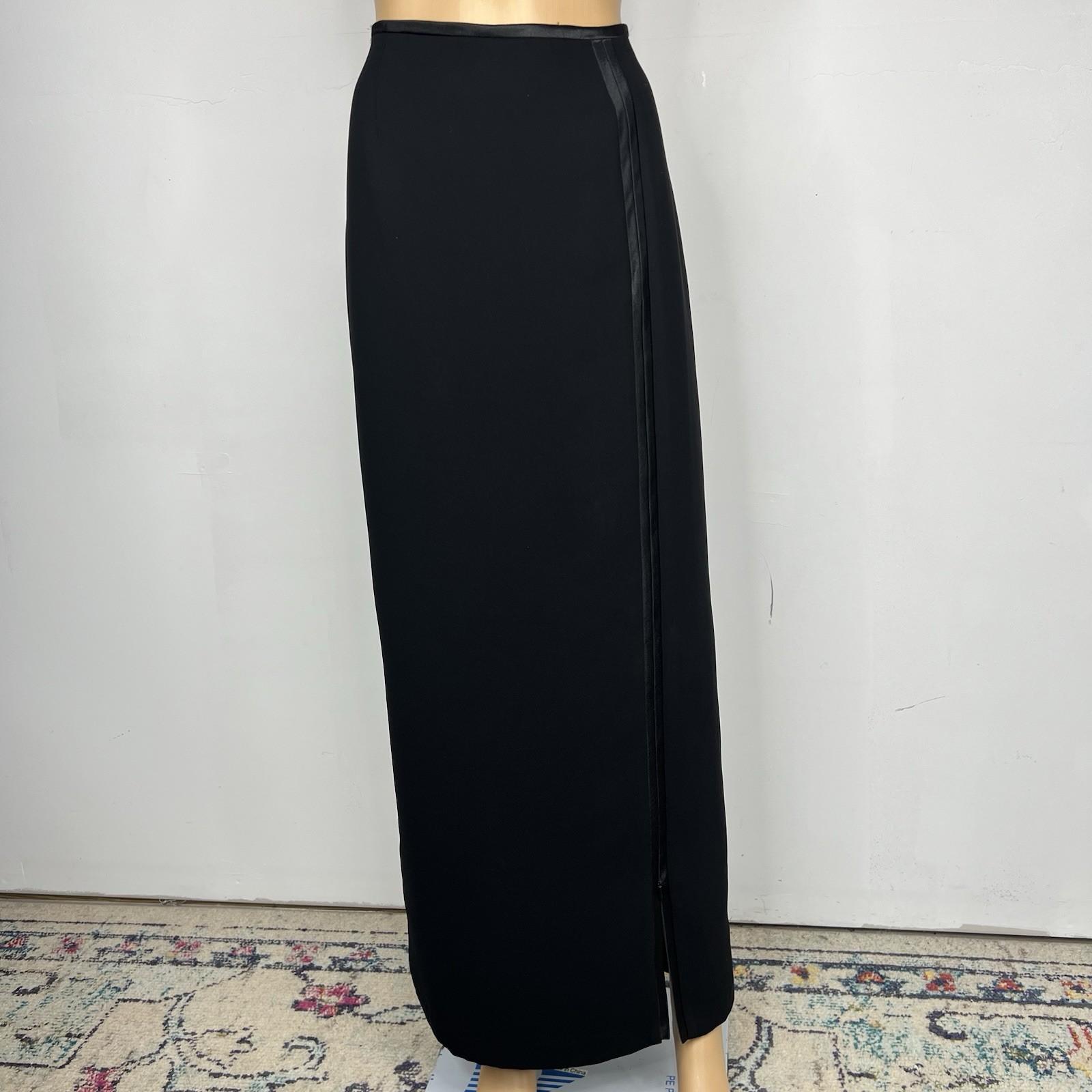 Joseph Ribkoff Maxi Tuxedo Skirt 10 Satin Striped Classic Formal Long side zip