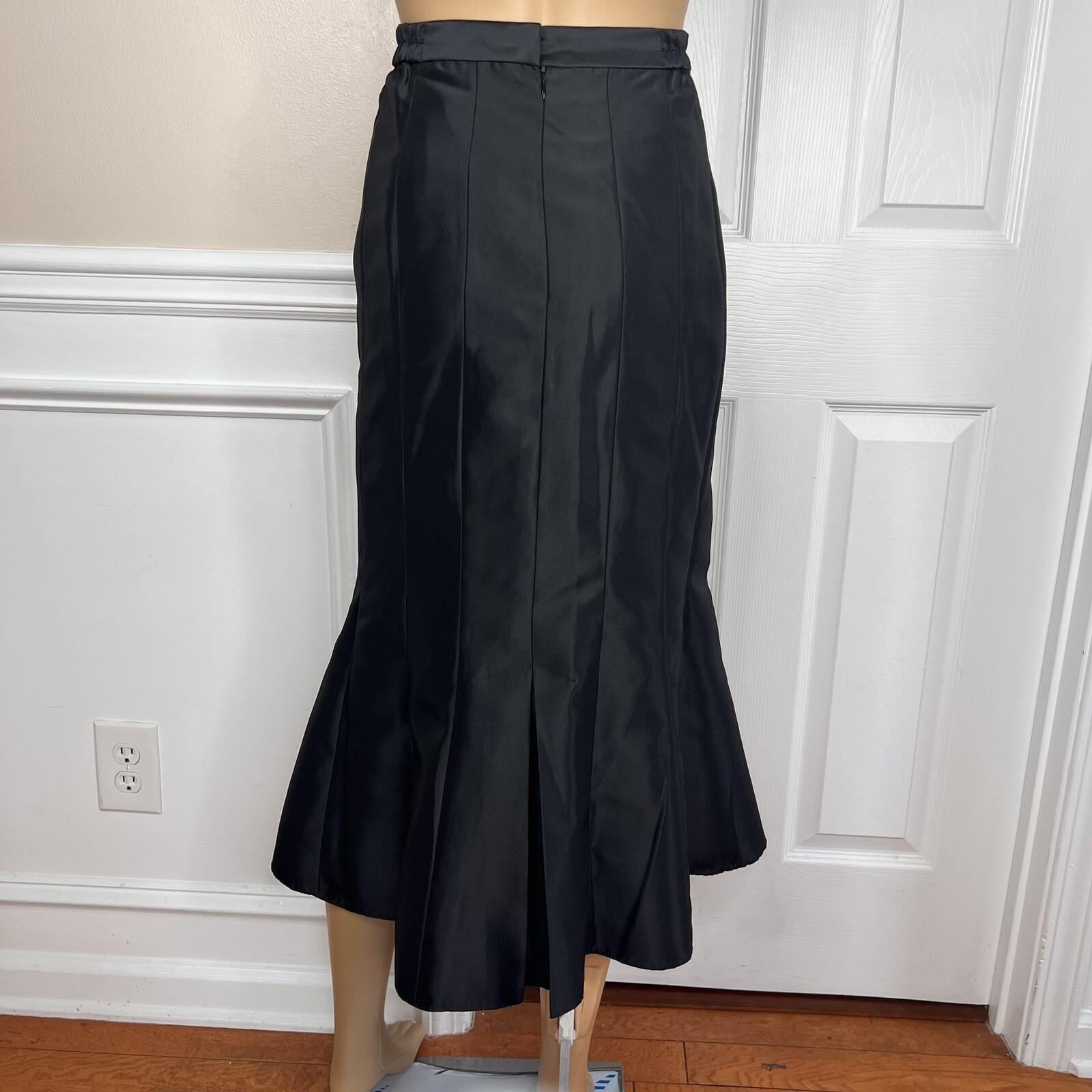 New SUSANNA 3PC Blue Black Ruffle Polyester Lined Cocktail Skirt Suit Top SZ 10