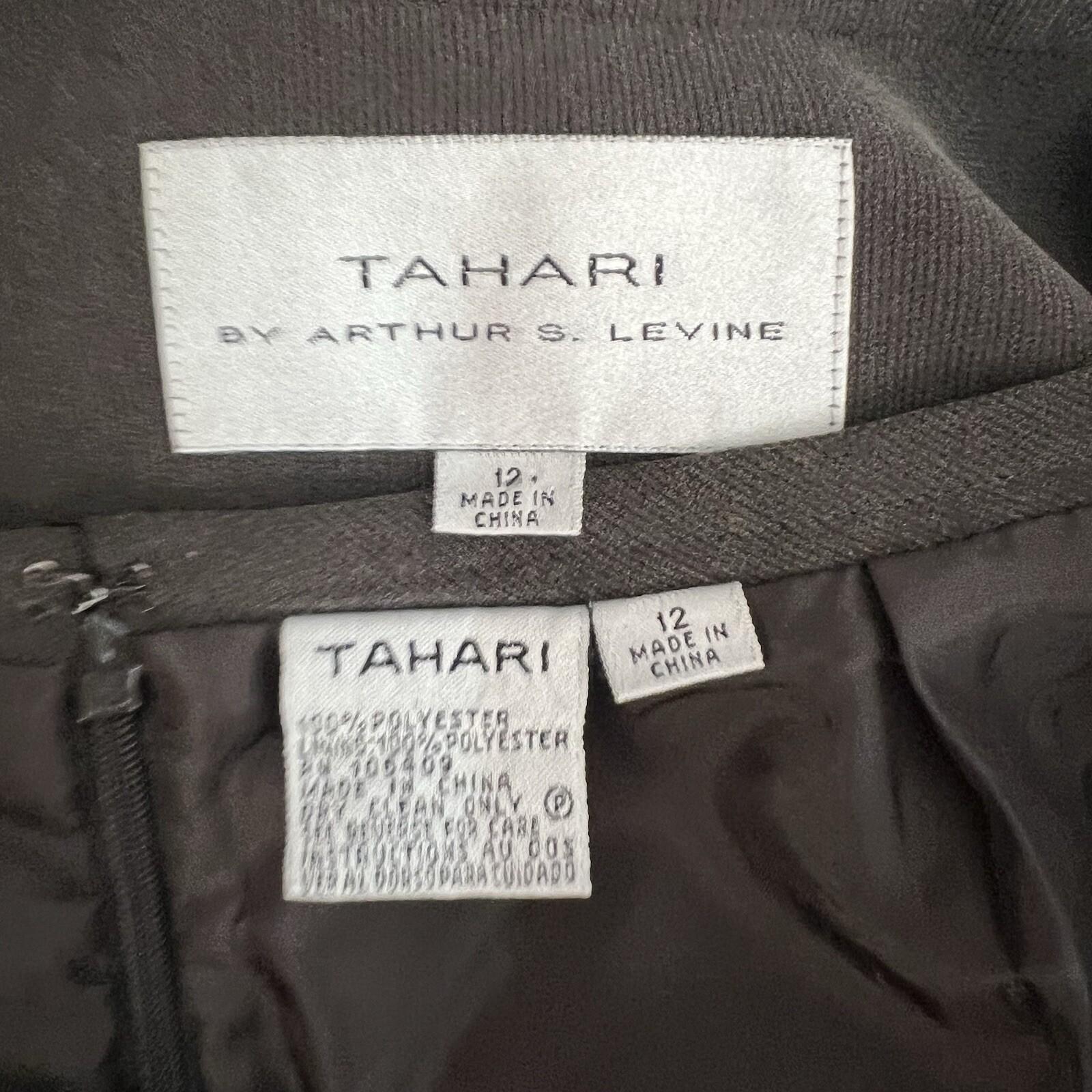 Tahari ASL Women Polyester Skirt Suit 12 Pickle Green Lined Maxi 2PC