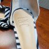 INC International Concepts Block Heel Shoes 9M Black White Striped Tie Up Ribbon