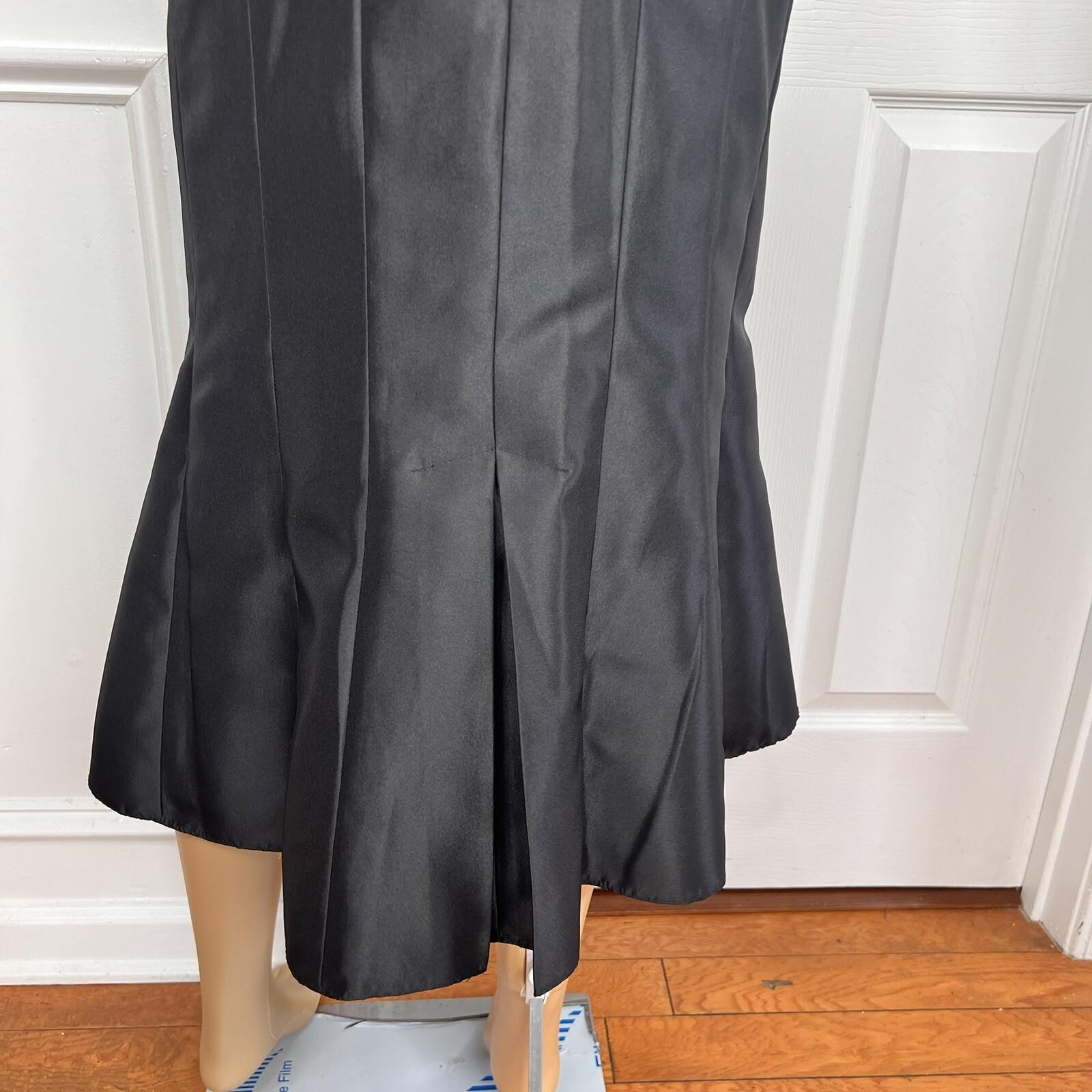 New SUSANNA 3PC Blue Black Ruffle Polyester Lined Cocktail Skirt Suit Top SZ 10