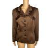 Blacktie Oleg Cassini Neimann Marcus Silk Like Blazer Size 14 Brown Lined 1PC