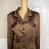 Blacktie Oleg Cassini Neimann Marcus Silk Like Blazer Size 14 Brown Lined 1PC