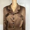 Blacktie Oleg Cassini Neimann Marcus Silk Like Blazer Size 14 Brown Lined 1PC