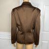 Blacktie Oleg Cassini Neimann Marcus Silk Like Blazer Size 14 Brown Lined 1PC