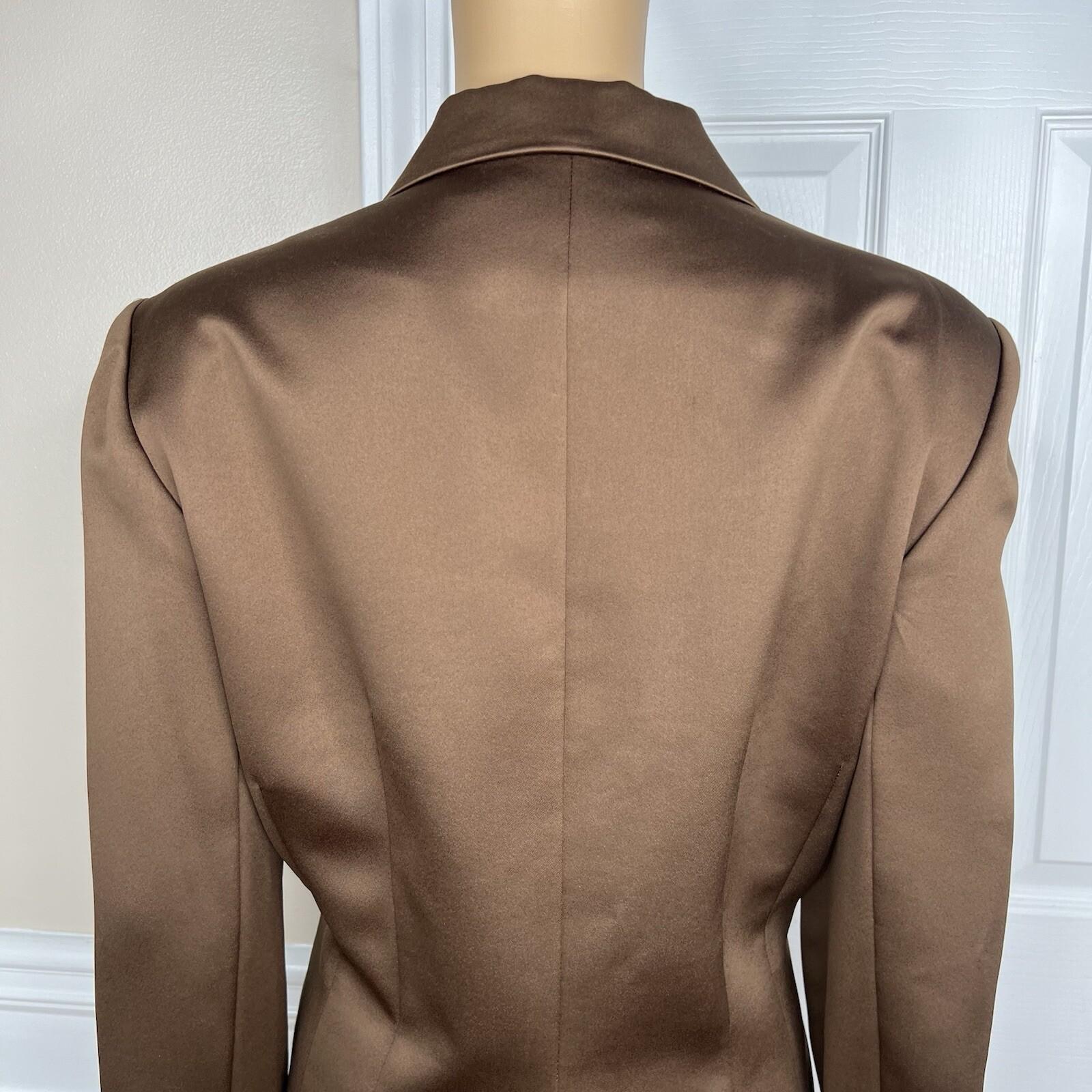 Blacktie Oleg Cassini Neimann Marcus Silk Like Blazer Size 14 Brown Lined 1PC