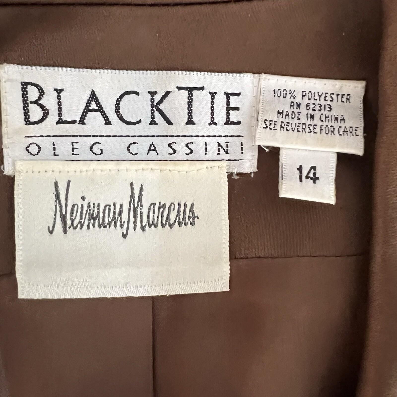 Blacktie Oleg Cassini Neimann Marcus Silk Like Blazer Size 14 Brown Lined 1PC