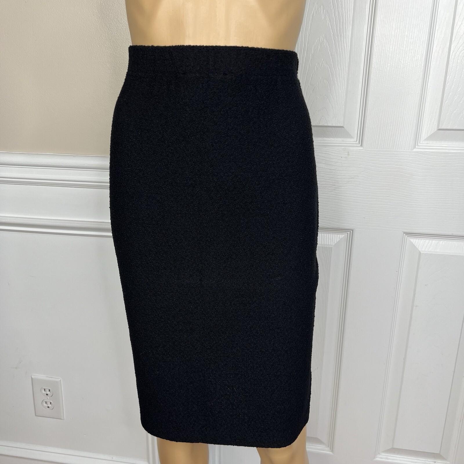 10-3414.jpg ST JOHN Collection By Marie Gray Tight Knit Stretch Skirt Size 8 Black Pencil