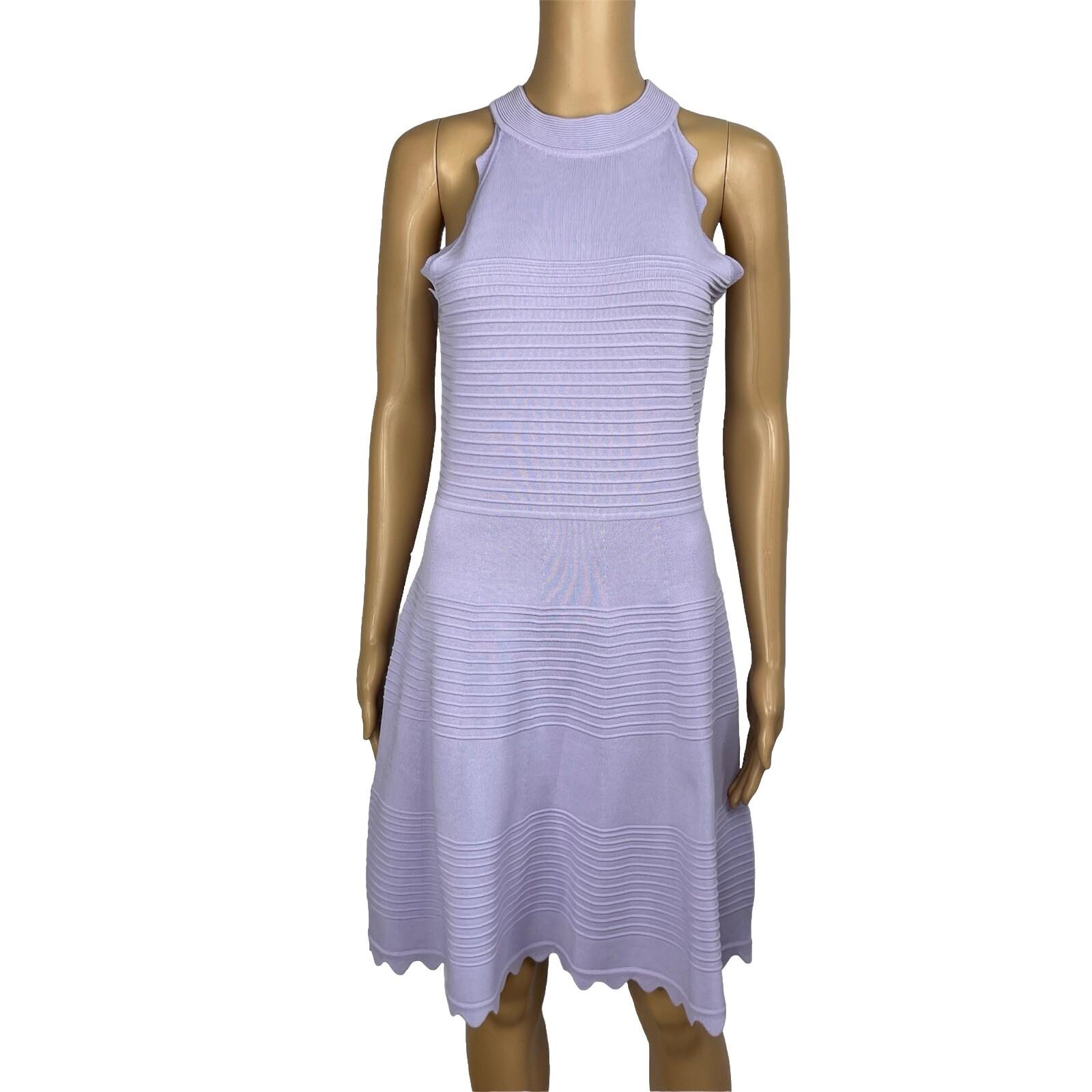 Eliza J Dylan's Tight Knit Dress Size M Lilac Scalloped Fit Flare Sweetheart