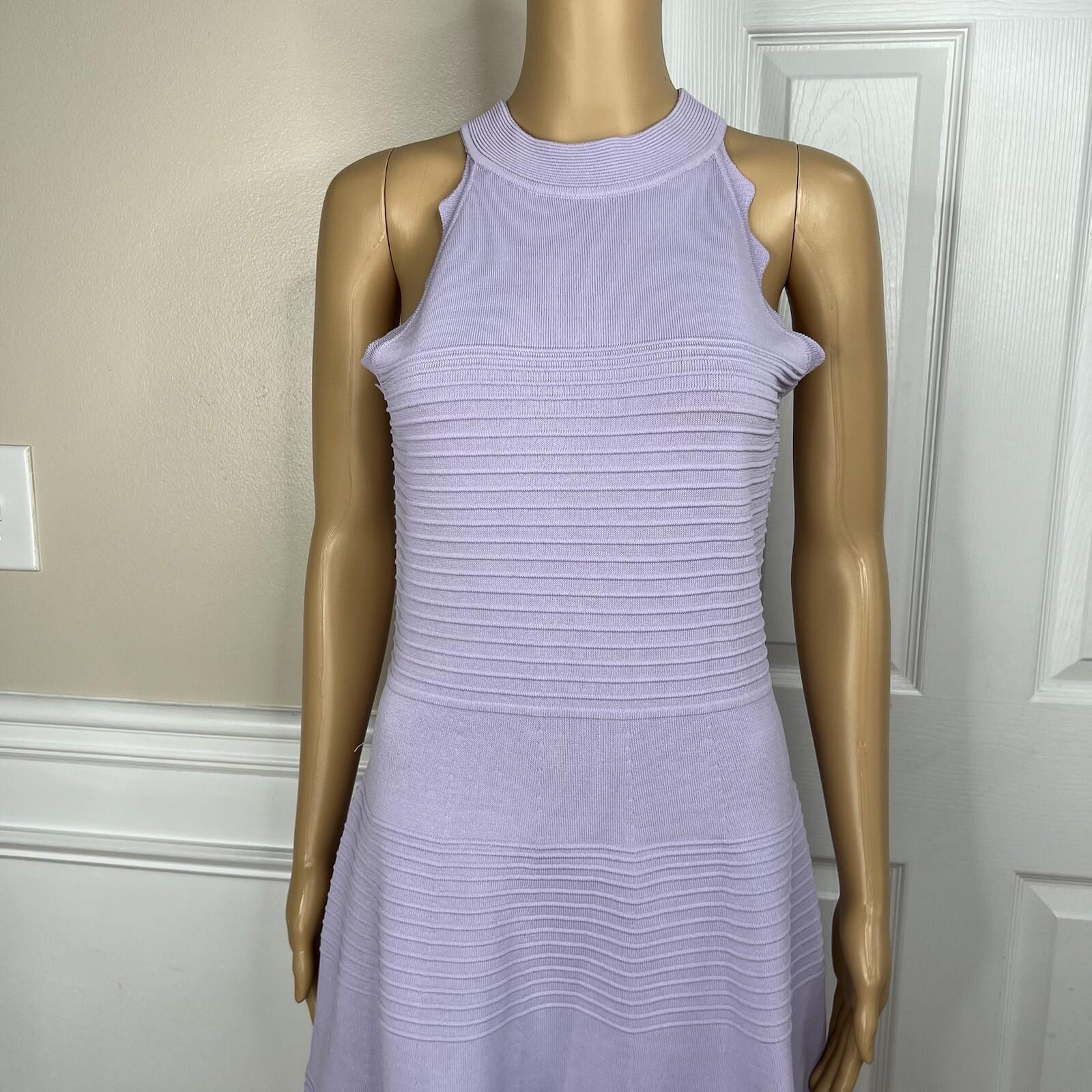Eliza J Dylan's Tight Knit Dress Size M Lilac Scalloped Fit Flare Sweetheart