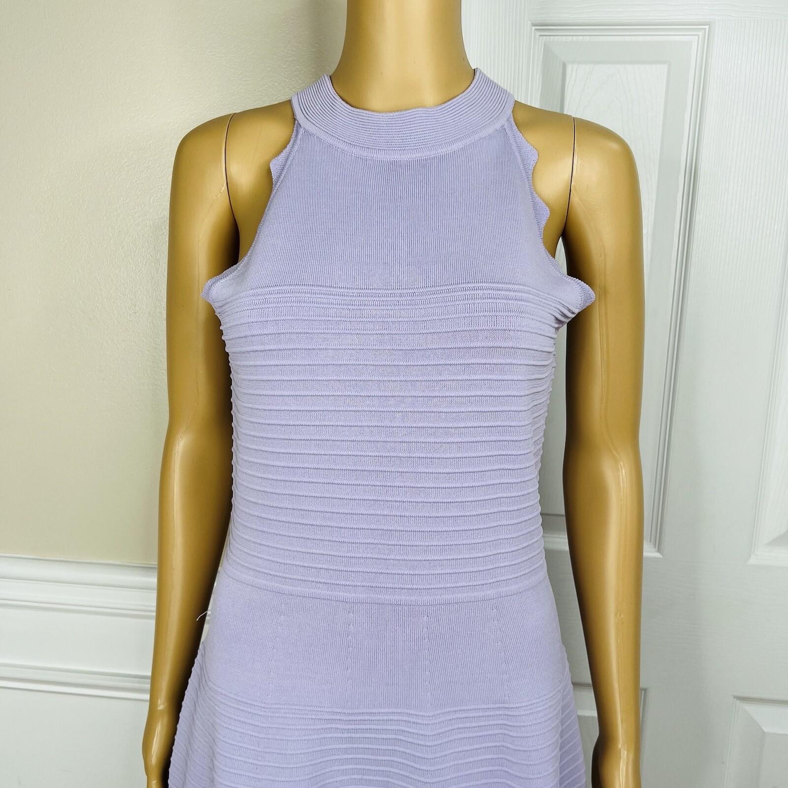 Eliza J Dylan's Tight Knit Dress Size M Lilac Scalloped Fit Flare Sweetheart