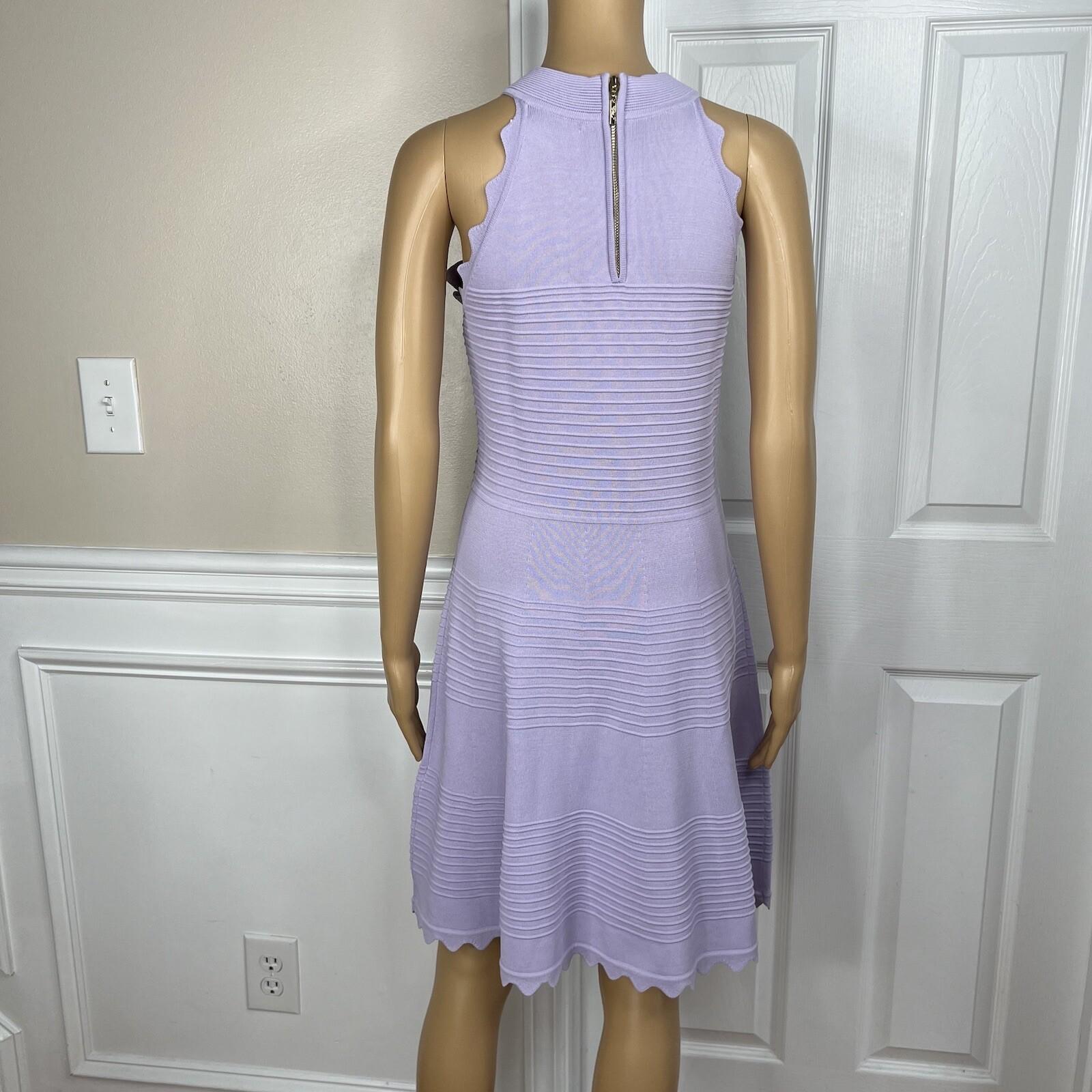 Eliza J Dylan's Tight Knit Dress Size M Lilac Scalloped Fit Flare Sweetheart