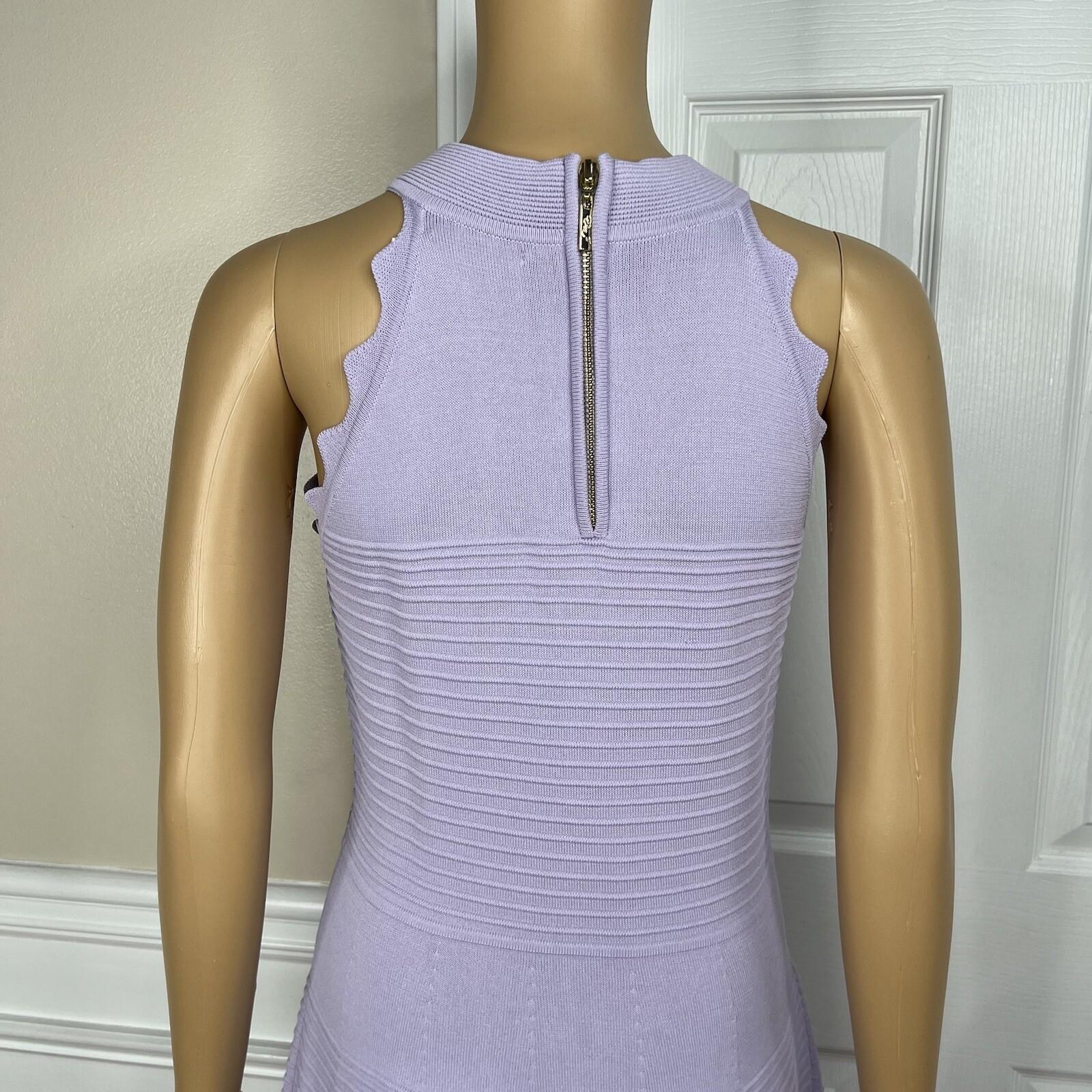 Eliza J Dylan's Tight Knit Dress Size M Lilac Scalloped Fit Flare Sweetheart