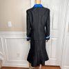 New SUSANNA 3PC Blue Black Ruffle Polyester Lined Cocktail Skirt Suit Top SZ 10