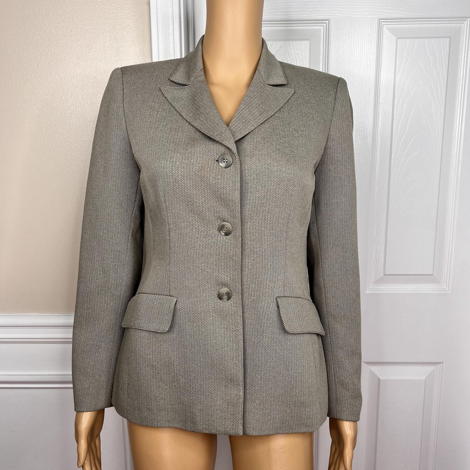 Le Suit Polyester Pant Suit Size 4P Beige Single Breasted Lined 2PC Pockets