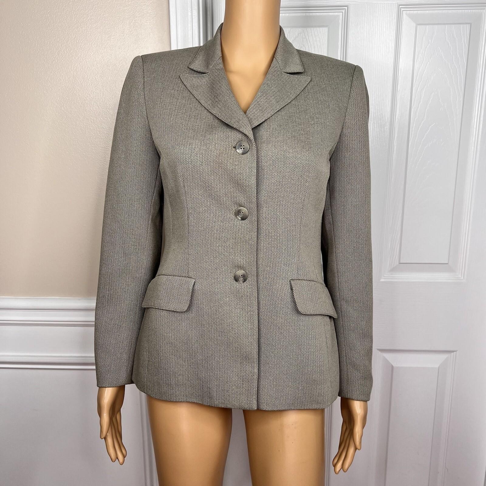 Le Suit Polyester Pant Suit Size 4P Beige Single Breasted Lined 2PC Pockets
