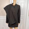 10-3447.jpg LARRY LEVINE 2PC Brown Polyester Lined Mid Length Career Pant Suit Size 8