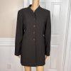 10-3448.jpg LARRY LEVINE 2PC Brown Polyester Lined Mid Length Career Pant Suit Size 8