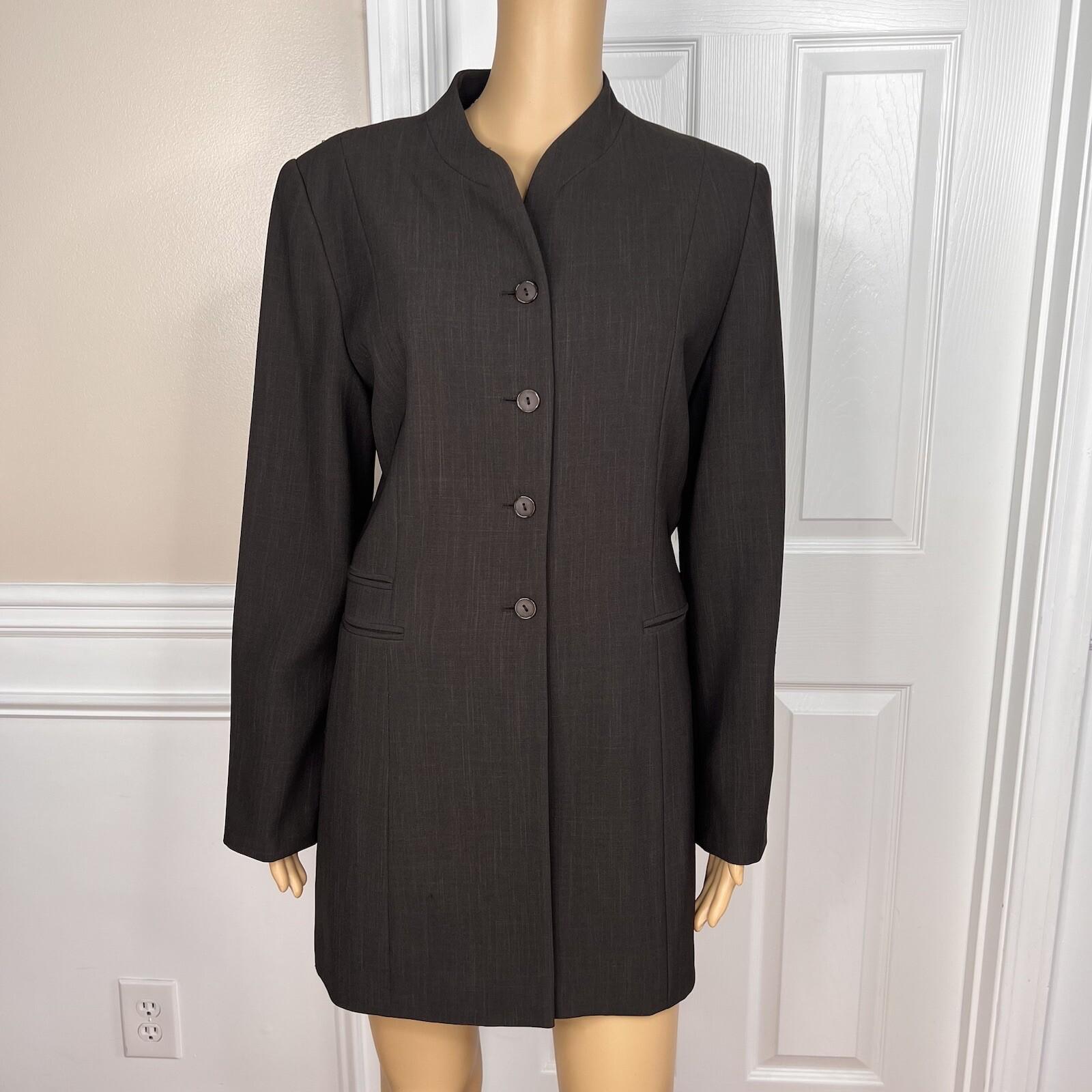 10-3448.jpg LARRY LEVINE 2PC Brown Polyester Lined Mid Length Career Pant Suit Size 8