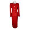 SAG HARBOR 2PC Orange Polyester Lined Collarless Ruffle Skirt Suit Size 8