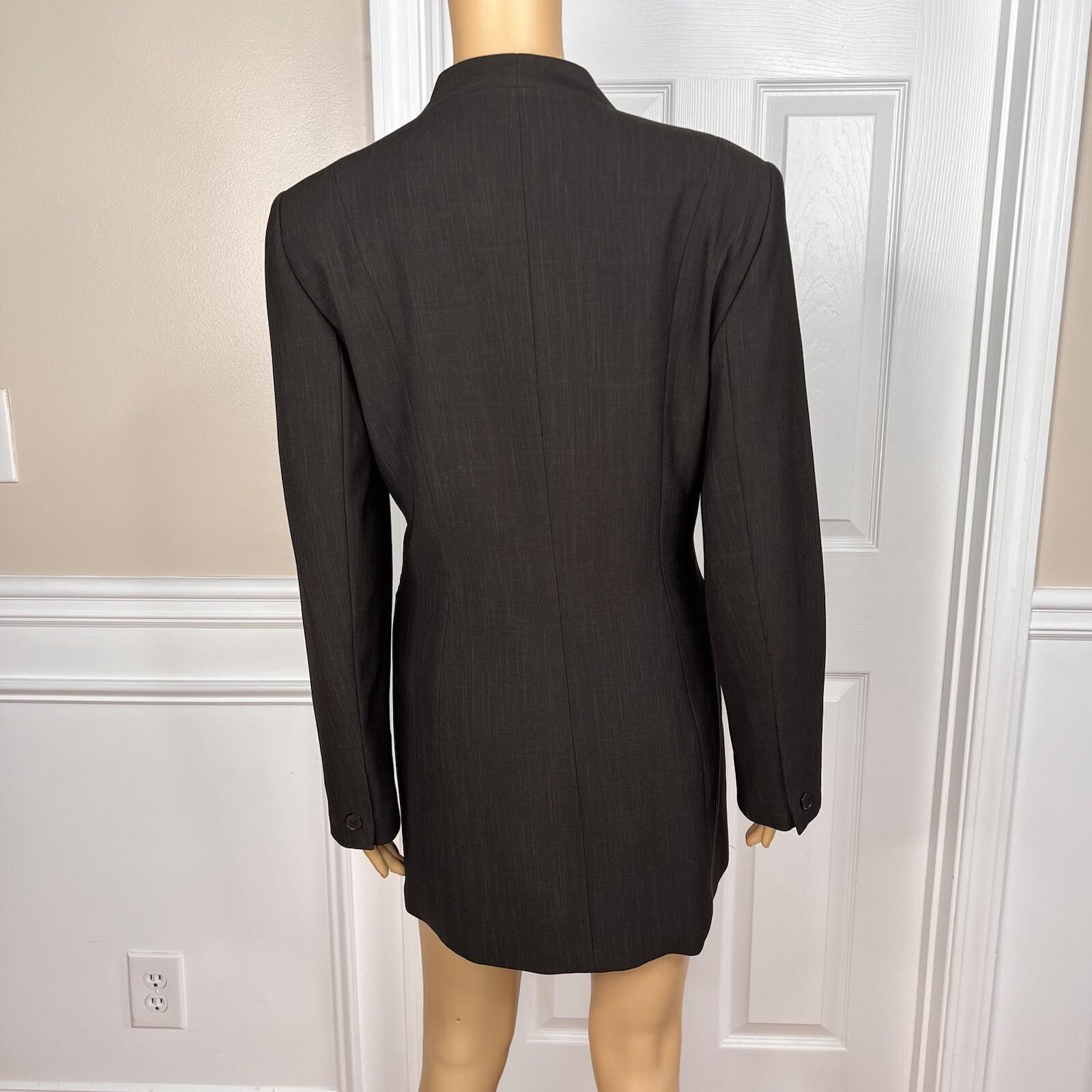 10-3450.jpg LARRY LEVINE 2PC Brown Polyester Lined Mid Length Career Pant Suit Size 8