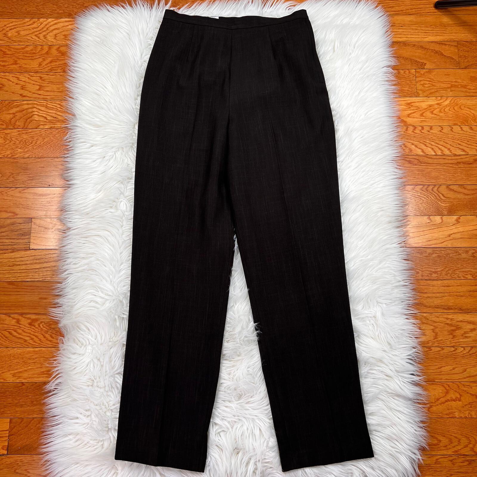 10-3452.jpg LARRY LEVINE 2PC Brown Polyester Lined Mid Length Career Pant Suit Size 8