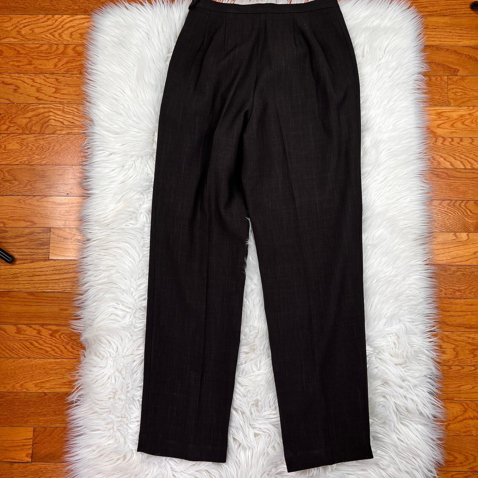 10-3453.jpg LARRY LEVINE 2PC Brown Polyester Lined Mid Length Career Pant Suit Size 8