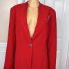 TERRAMINA Women 2PC Red Polyester Collarless Ruffle Cocktail Skirt Suit Size 18