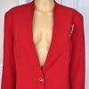 TERRAMINA Women 2PC Red Polyester Collarless Ruffle Cocktail Skirt Suit Size 18