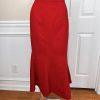 TERRAMINA Women 2PC Red Polyester Collarless Ruffle Cocktail Skirt Suit Size 18
