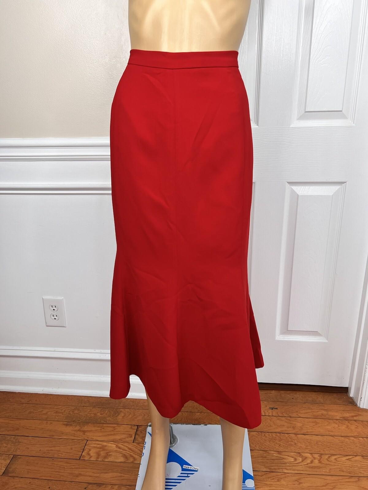 TERRAMINA Women 2PC Red Polyester Collarless Ruffle Cocktail Skirt Suit Size 18