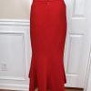 TERRAMINA Women 2PC Red Polyester Collarless Ruffle Cocktail Skirt Suit Size 18