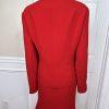TERRAMINA Women 2PC Red Polyester Collarless Ruffle Cocktail Skirt Suit Size 18