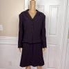 10-3468.jpg JOHN MEYER 2PC Plum Polyester Velvet Lined Flared Cocktail Skirt Suit 18
