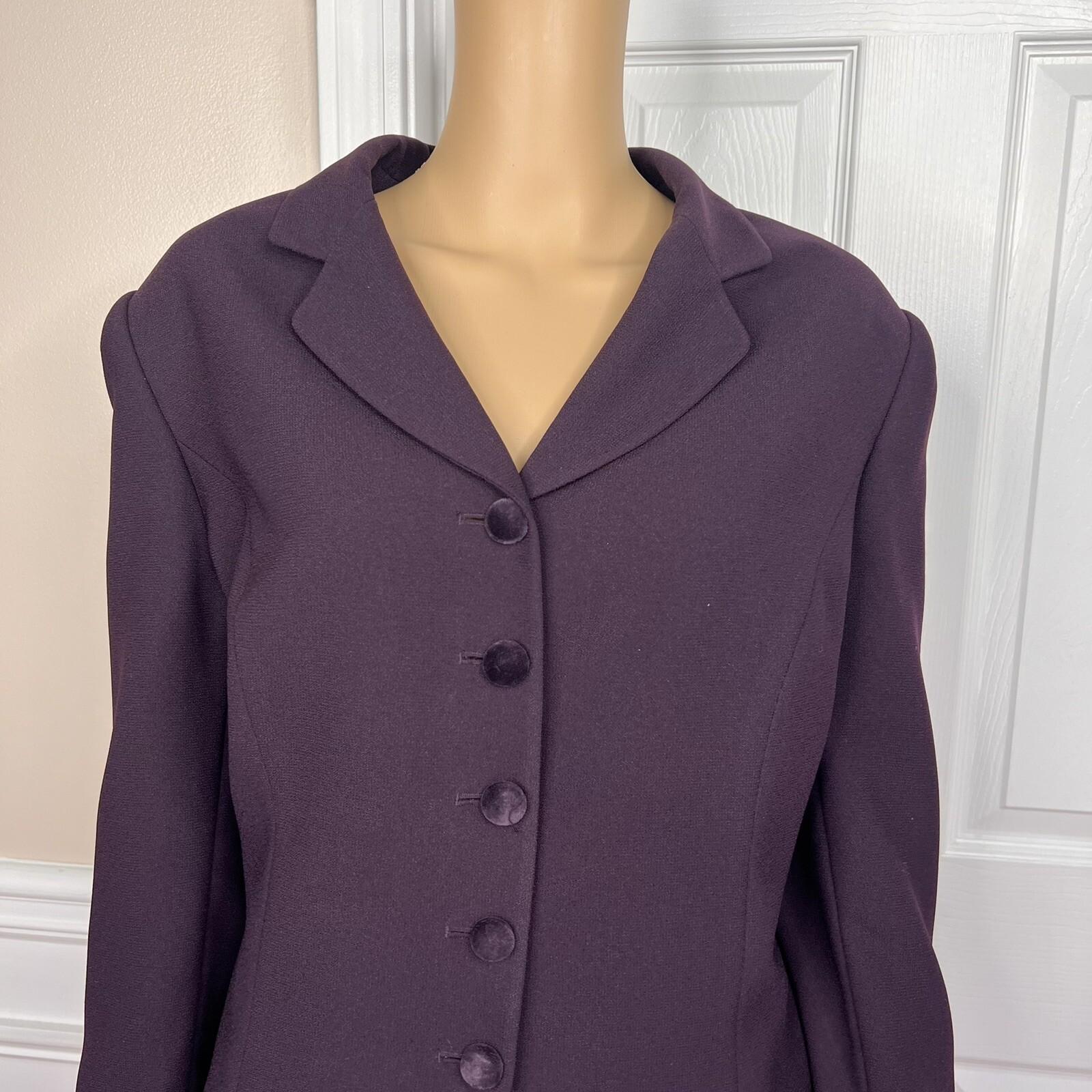 10-3470.jpg JOHN MEYER 2PC Plum Polyester Velvet Lined Flared Cocktail Skirt Suit 18