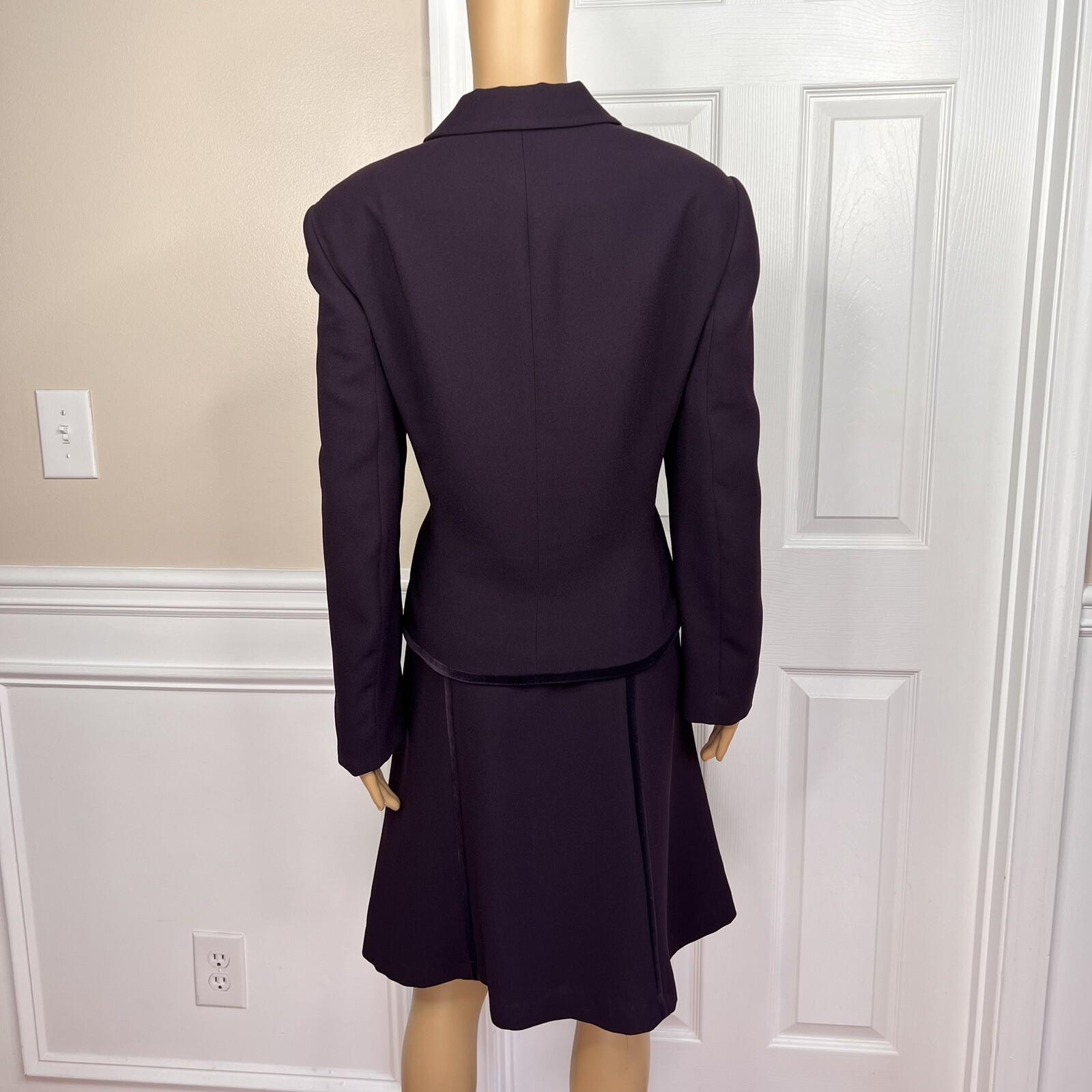 10-3474.jpg JOHN MEYER 2PC Plum Polyester Velvet Lined Flared Cocktail Skirt Suit 18