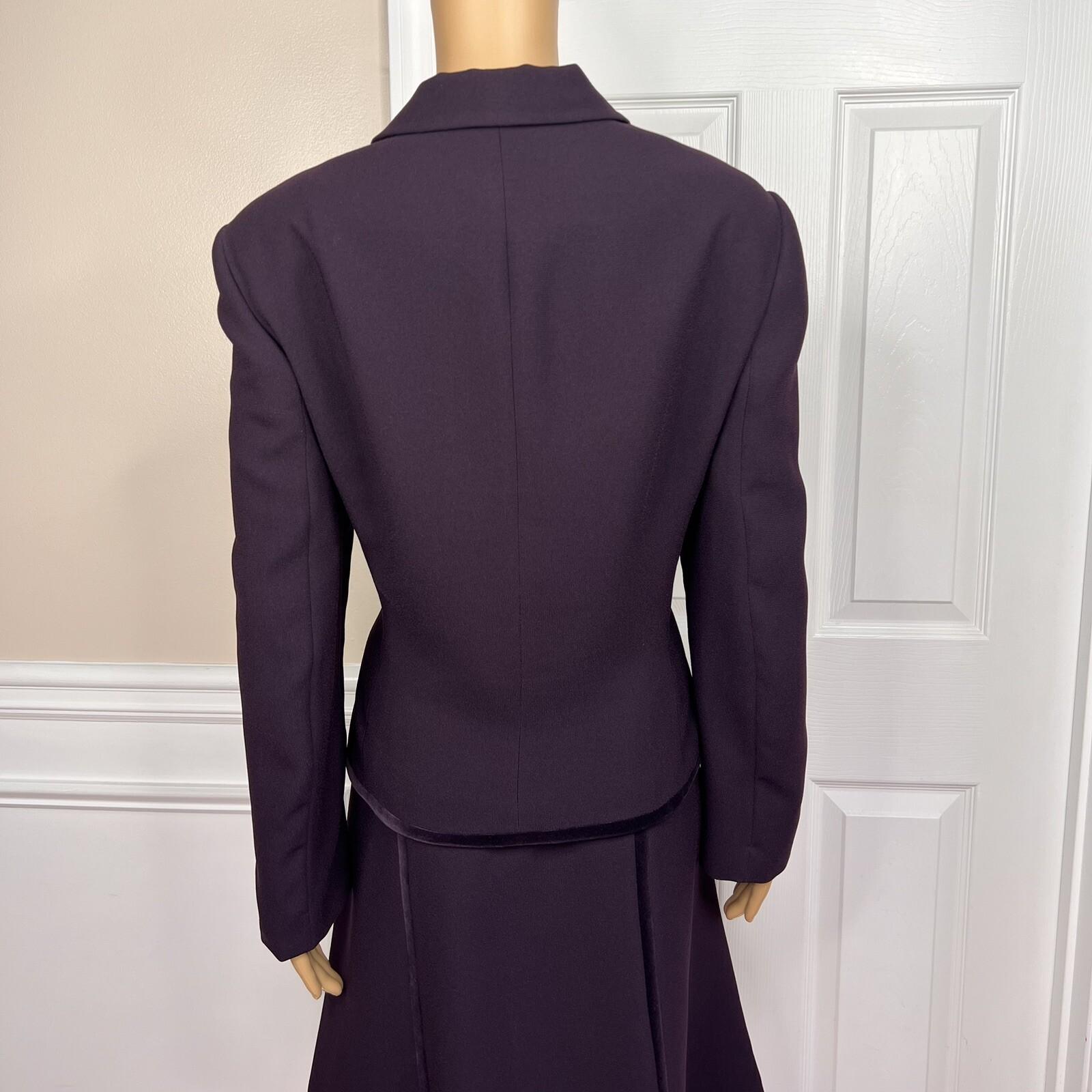 10-3475.jpg JOHN MEYER 2PC Plum Polyester Velvet Lined Flared Cocktail Skirt Suit 18