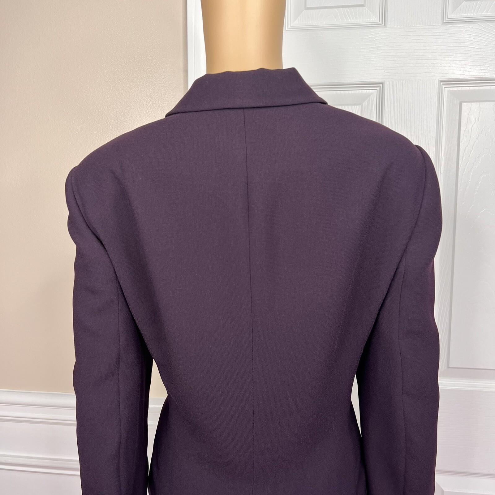 10-3476.jpg JOHN MEYER 2PC Plum Polyester Velvet Lined Flared Cocktail Skirt Suit 18