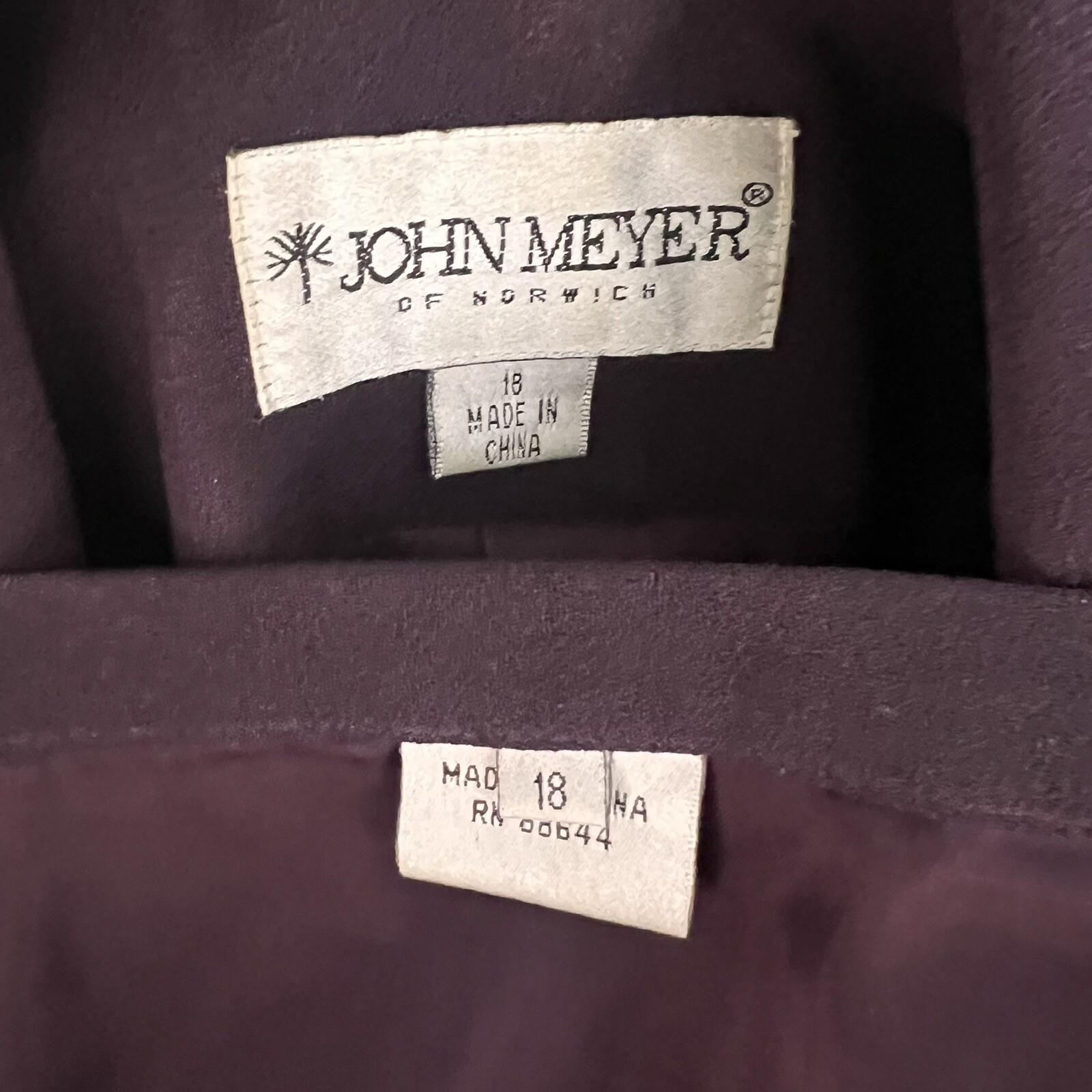 10-3477.jpg JOHN MEYER 2PC Plum Polyester Velvet Lined Flared Cocktail Skirt Suit 18