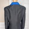 New SUSANNA 3PC Blue Black Ruffle Polyester Lined Cocktail Skirt Suit Top SZ 10