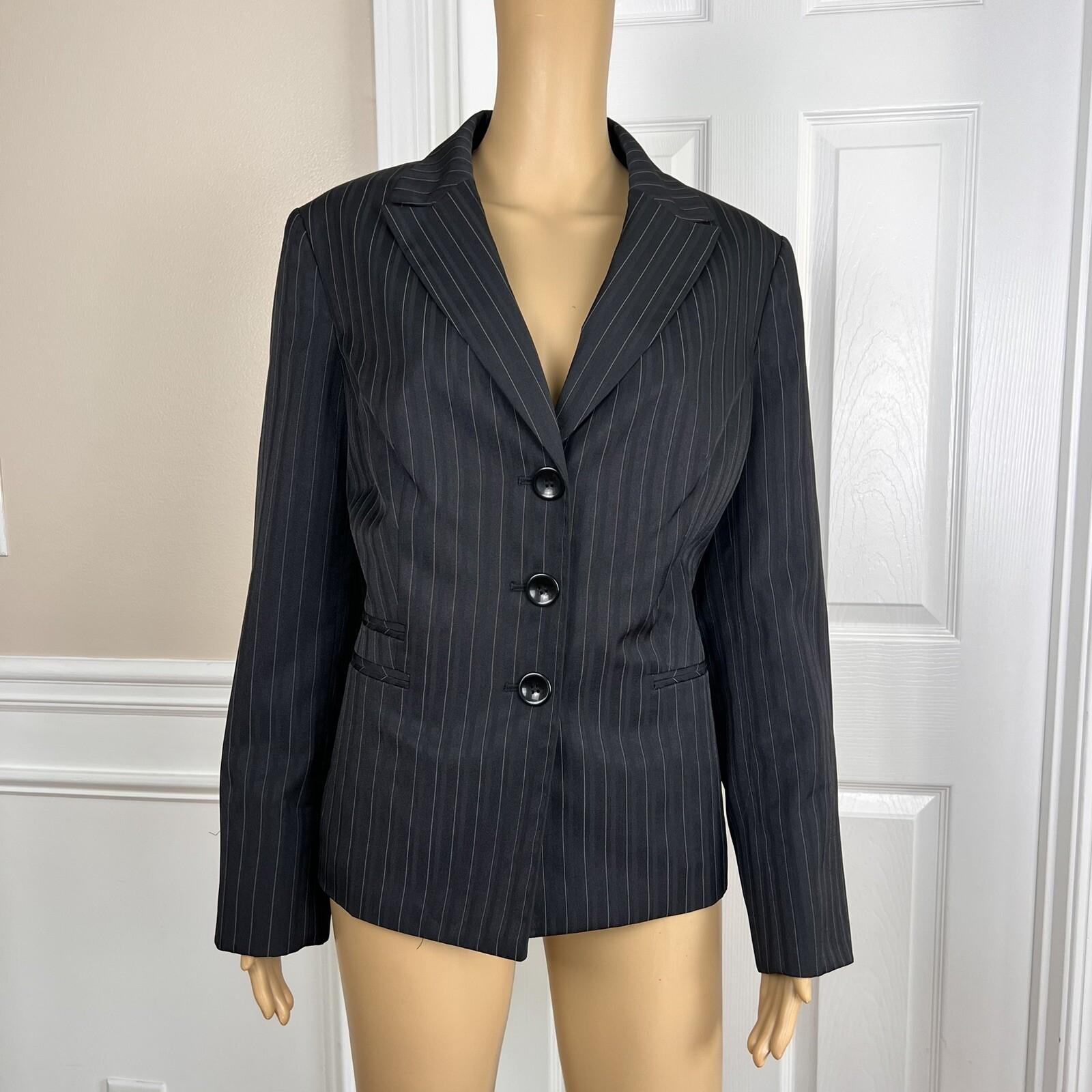 New LE SUIT Black White Striped Polyester Lined Pant Suit Size 14 MSRP 0