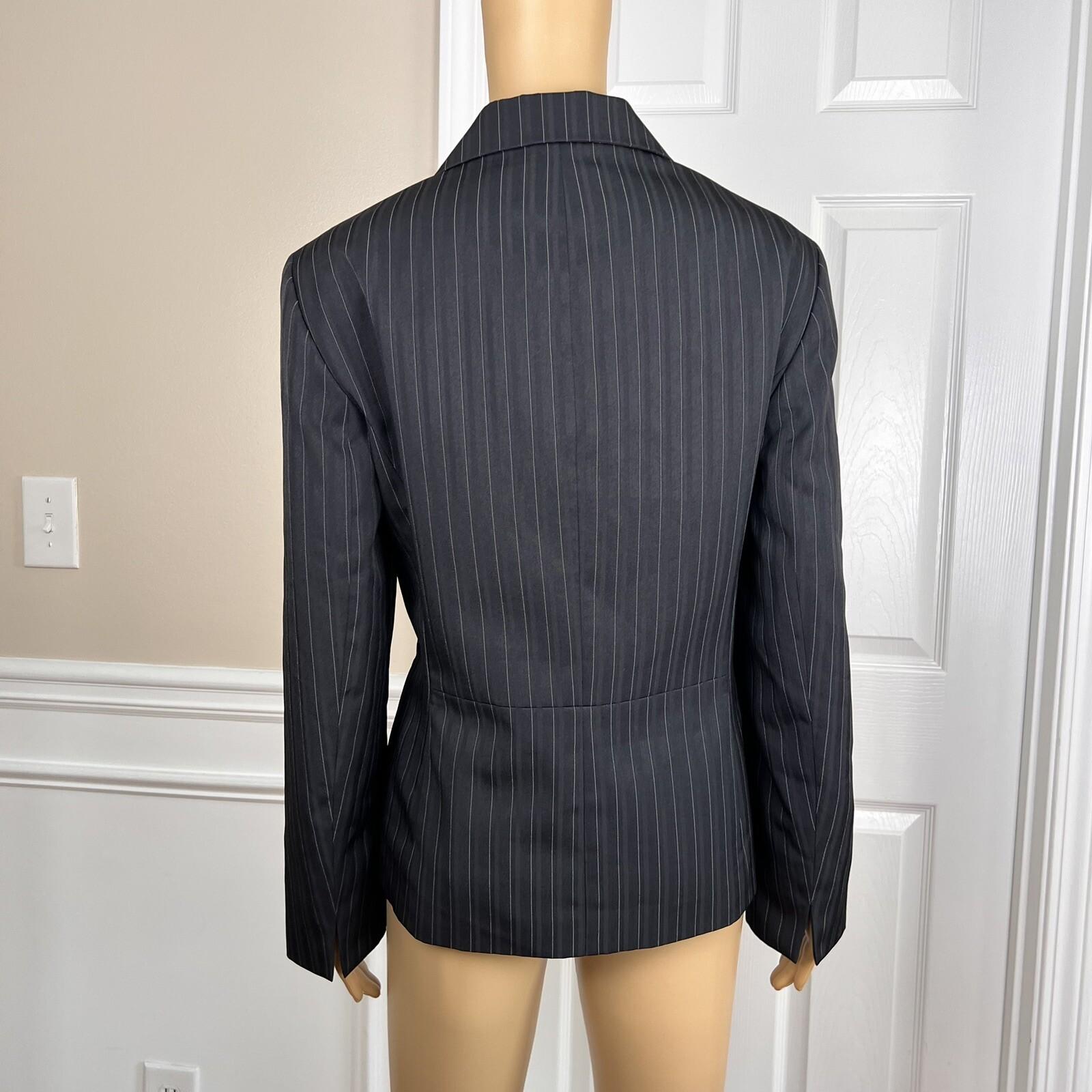 New LE SUIT Black White Striped Polyester Lined Pant Suit Size 14 MSRP 0