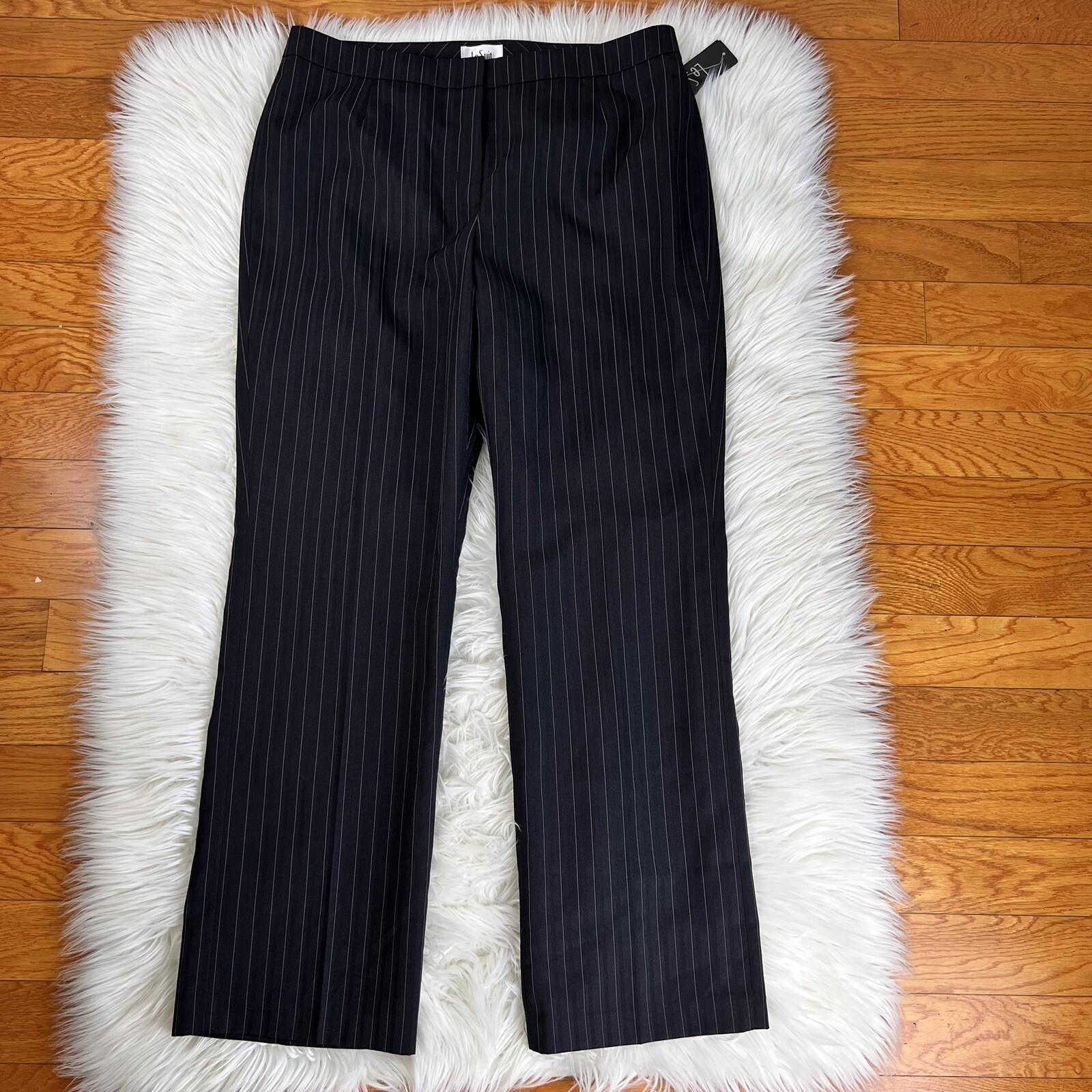 New LE SUIT Black White Striped Polyester Lined Pant Suit Size 14 MSRP 0