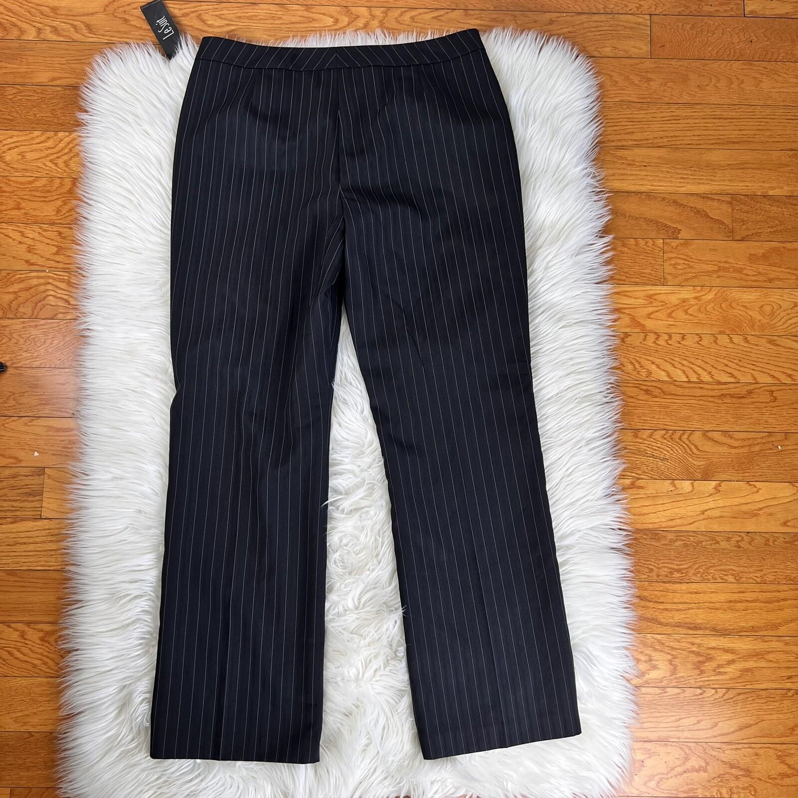 New LE SUIT Black White Striped Polyester Lined Pant Suit Size 14 MSRP 0