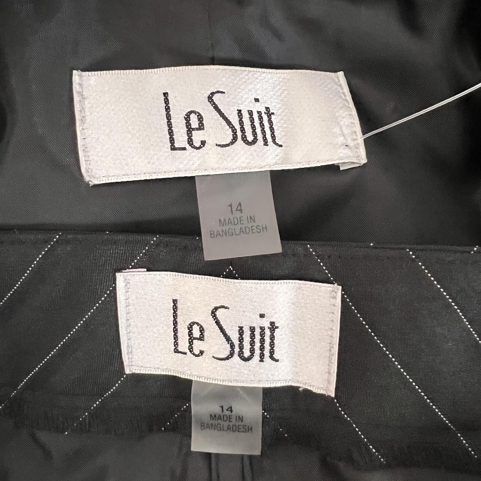New LE SUIT Black White Striped Polyester Lined Pant Suit Size 14 MSRP 0