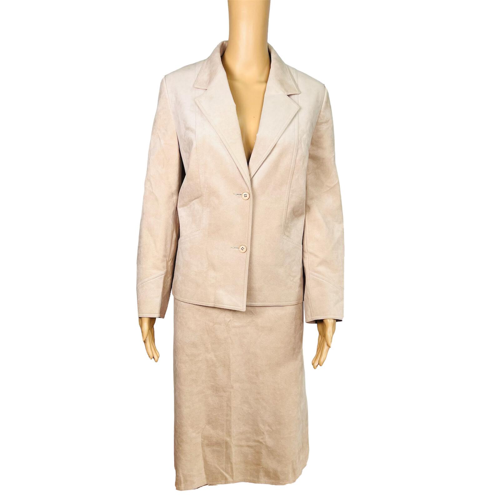 COUNT ROMI Vintage Women 2PC  Ultra Suede Blush  Skirt Suit Size 12