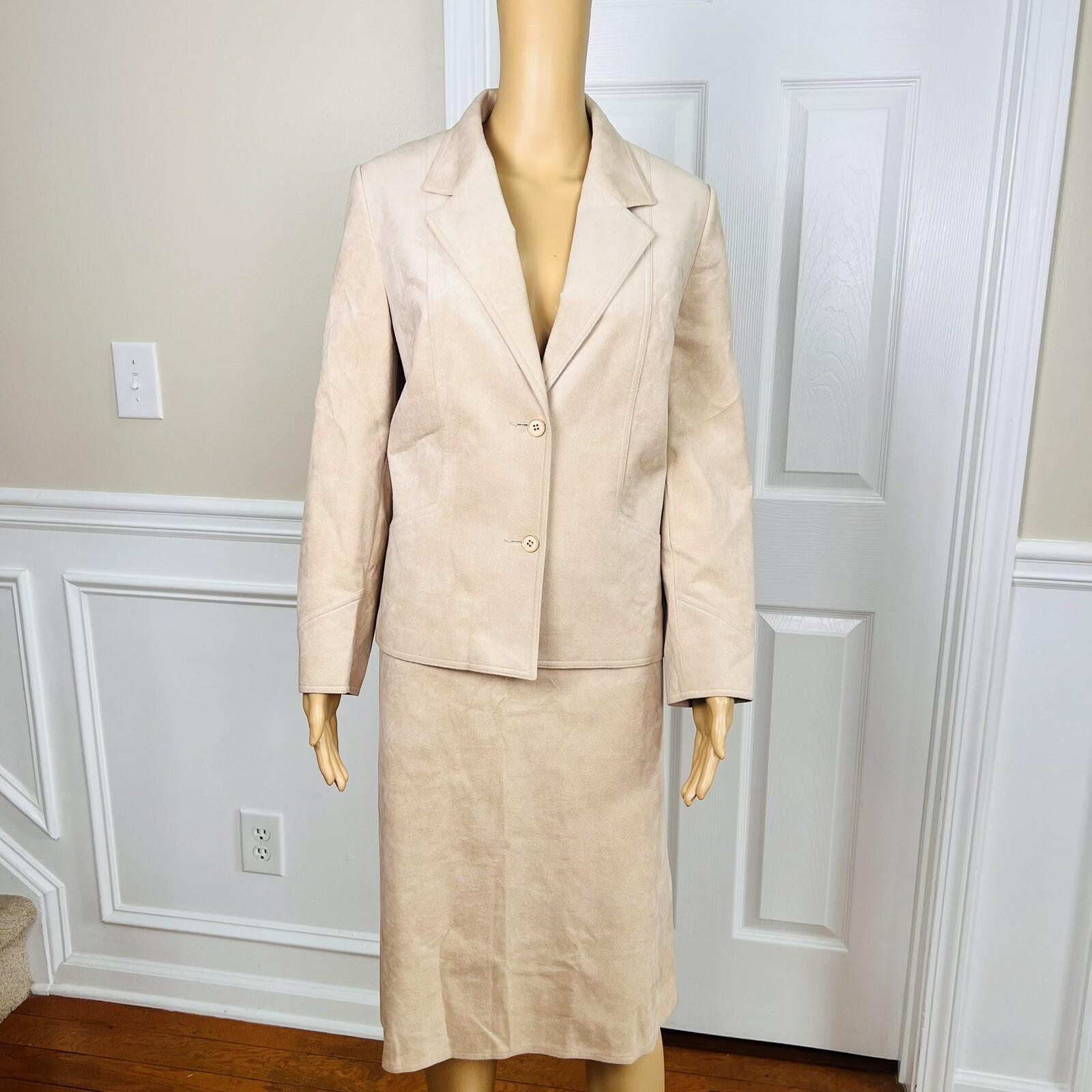 COUNT ROMI Vintage Women 2PC  Ultra Suede Blush  Skirt Suit Size 12